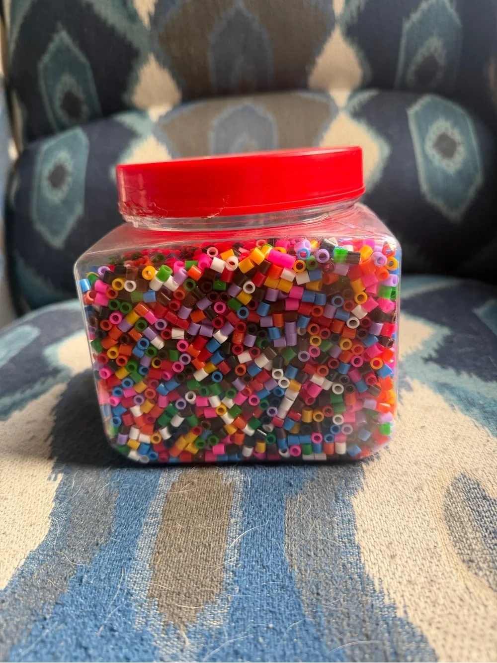 IKEA PYSSLA Beads Jar with Red Lid - Multicolor Beads